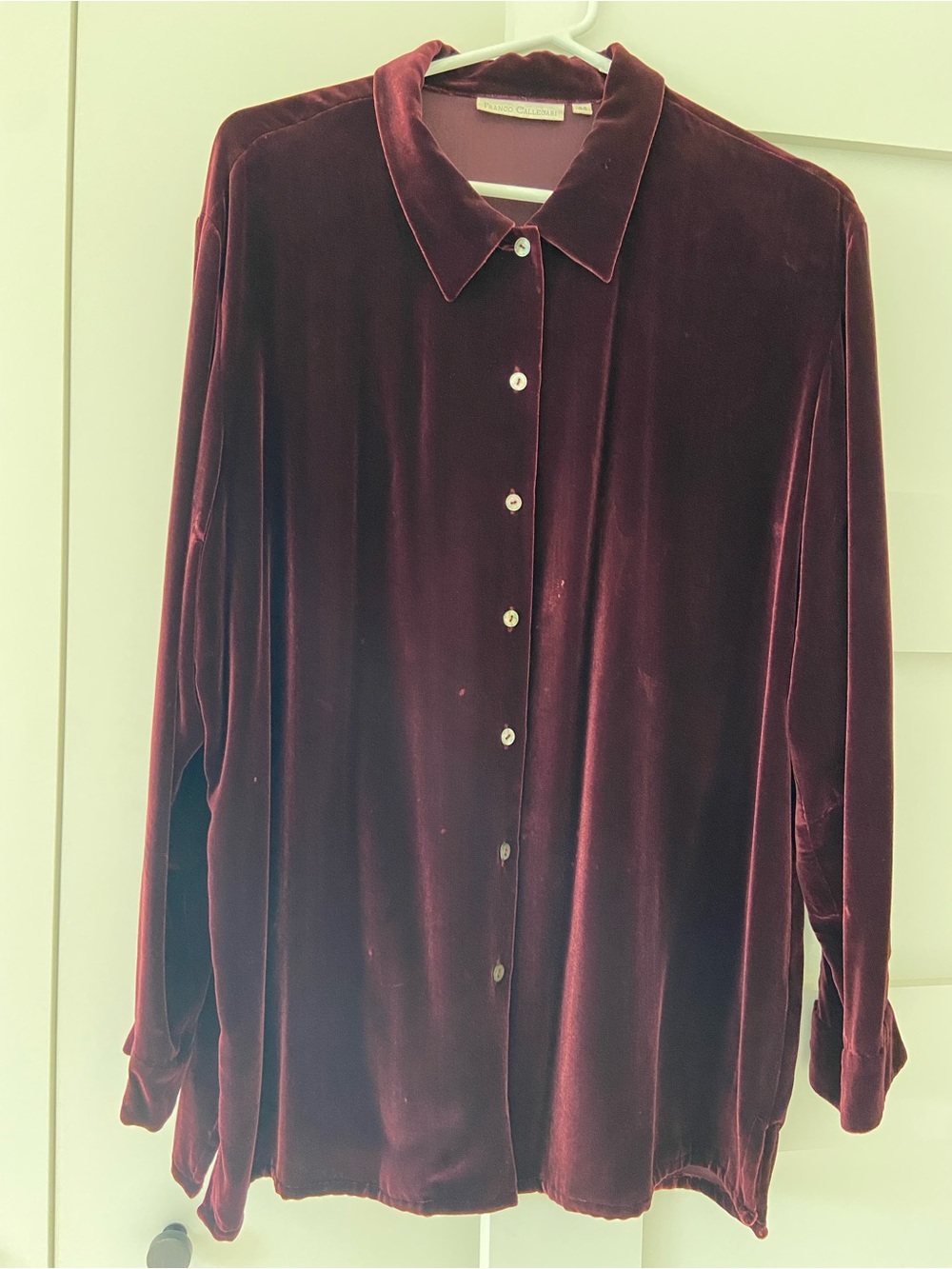 Vintage Velvet Button-Front Shirt - Burgundy